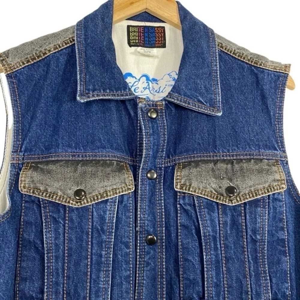 VINTAGE Le’Arsi Brite N Sassy Denim Vest 80s Western